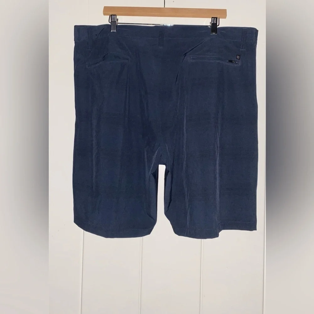 Burnside Hybrid Men Flat Front Chino Short Golf Performance W40 Blue Stretch‎
